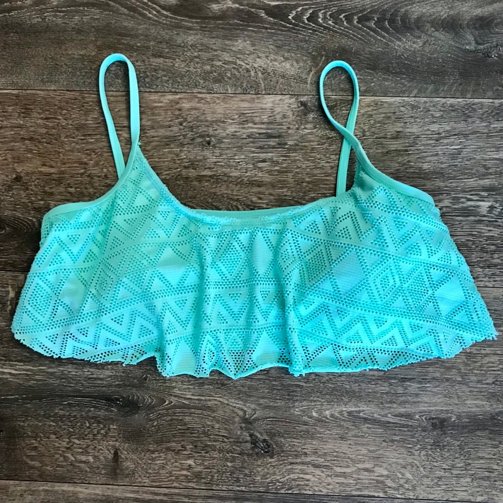 Women’s Turquoise Crochet Flutter Bikini Top